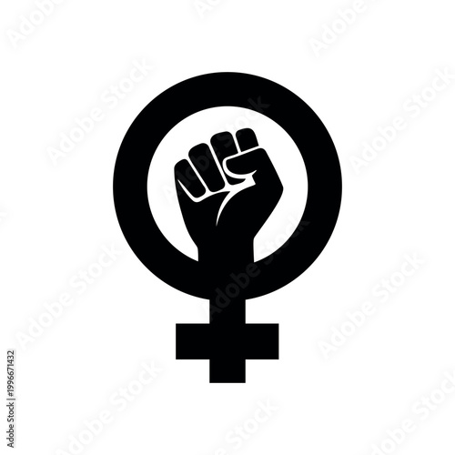 Black feminist symbol icon silhouette vector flat illustration design.