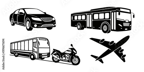 various modes of transportation icons Vector