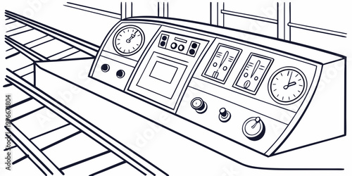 a train control panel with buttons and dials Vector