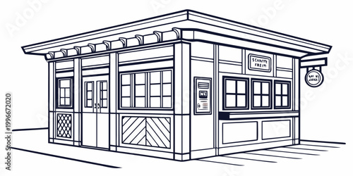 a small house with a pergola roof and a porch Vector