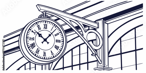 a large clock on a building's exterior wall Vector