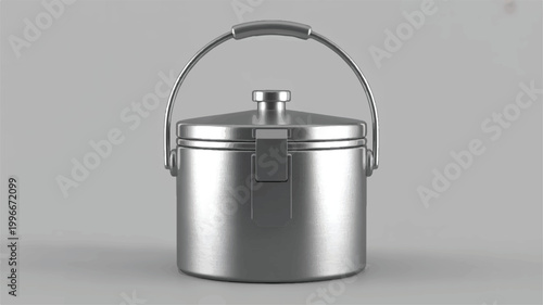 Stainless steel lunch box with handle and lid closed