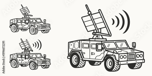 a truck with a radar system on top Vector