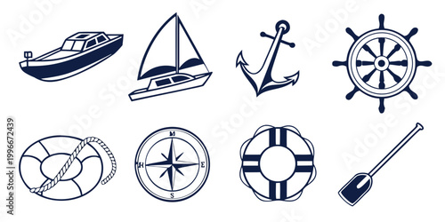 a collection of nautical icons and symbols Vector
