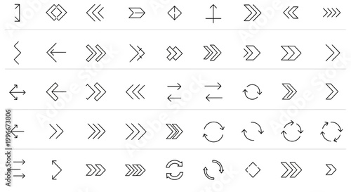 A comprehensive vector set of arrows and pointers, showcasing various directions and styles in a graphic illustration.