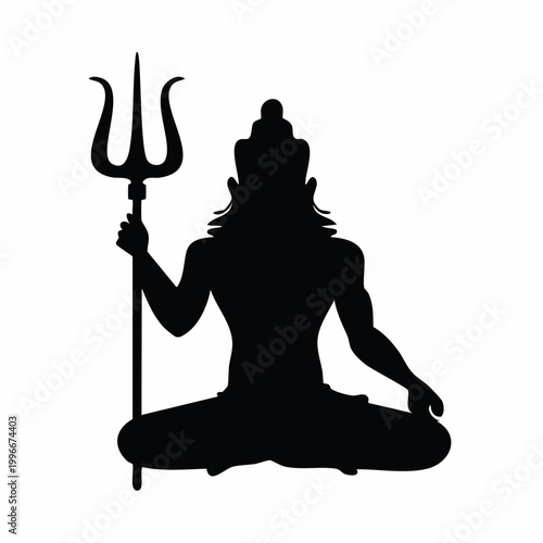 Silhouette of Lord Shiva meditating with trident
