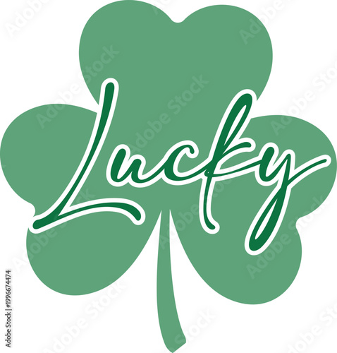 Four leaf clover with 'lucky' inscription a symbol of good fortune