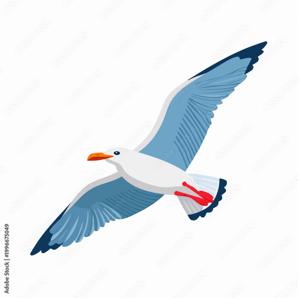Obraz premium Illustration of a seagull in flight