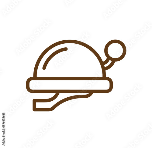 Brown line art illustration of a covered serving dish with a handle