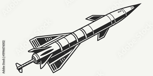 Tableau sur toile Retro style rocket ship illustration in black and white with spacecraft illustra