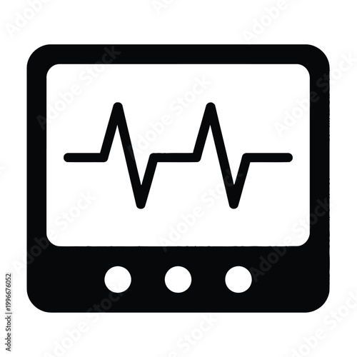 Medical monitor with heartbeat line on screen