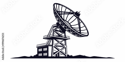 Cuadro en lienzo Large satellite dish radar station with parabolic antenna for space communicatio