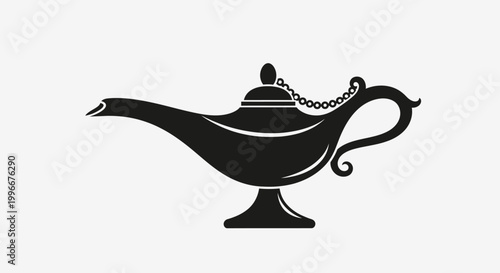 A minimalist flat vector illustration of a classic genie lamp.