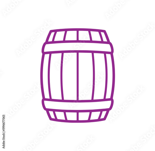 Purple wine barrel icon in simple line style for design and decoration purposes easily
