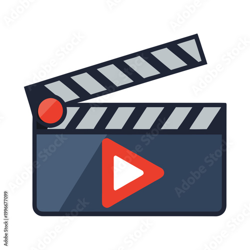 Movie clapper board vector icon for film cinema and video production scene