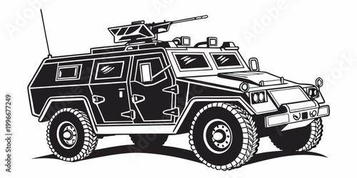 Armored military personnel carrier combat vehicle illustration with military transport tactical security protection battalion artillery reconnaissance defensive strategy operation isolated