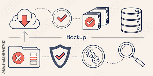Data backup and security process infographic icons set with cloud storage and file protection security protection infographic technology database download information computing management