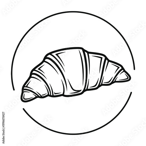 Croissant pastry food illustration in circle