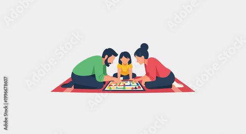 Family Playing Board Game on Picnic Blanket