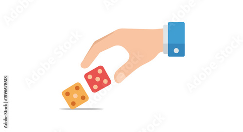 Hand Tossing Dice Flat Design