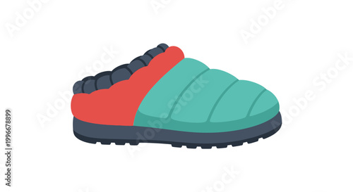 Cozy Padded Slipper With Red and Teal Colors