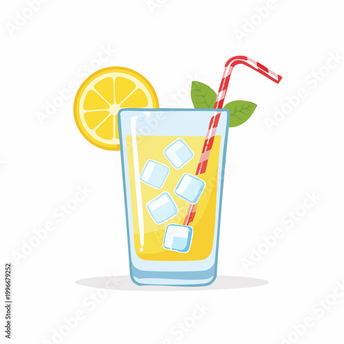 Refreshing Lemonade with Ice and Mint