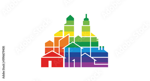 Colorful Rainbow NYC Skyline Illustration for Pride Month