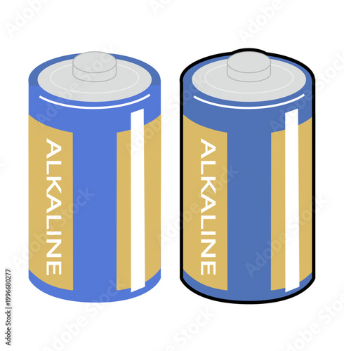 単２形のアルカリ乾電池のベクターイラスト
