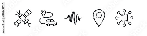 Navigation and Technology Hand-Drawn Sketchy Icons