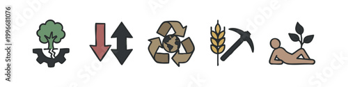 Colorful Icons for Environment and Farming