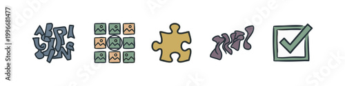 Hand Drawn Muted Color Creative Workflow and Productivity Icons