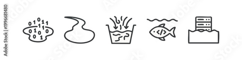 Data Lake Storage and Ingestion Concepts Line Art Icon Set