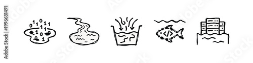 Data Lake Storage and Ingestion Concepts Sketchy Icon Set