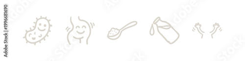 Beige Hand Drawn Gut Health and Probiotics Icon Set