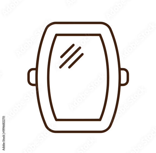 Simple line art illustration of a covered serving dish with handles
