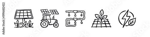 Smart Farming and Agriculture Technology Hand Drawn Doodle Icons