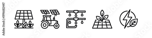 Minimalist Smart Agriculture and Green Technology Line Icons