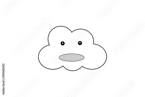 かわいらしい表情をした白い雲のイラスト