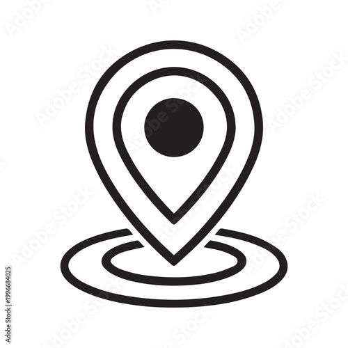 Location marker icon with layered circle pin design representing map navigation and geolocation concept