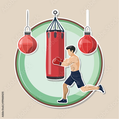 Boxer Training with Punching Bag and Speed Bags