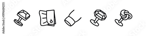 Black and white icons for cufflinks and shirt details