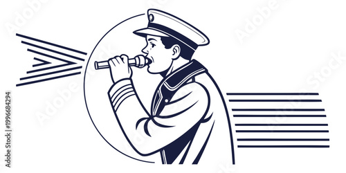 Tableau sur toile Professional station master holding megaphone for announcements with conductor m