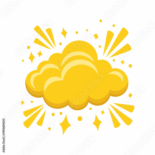 Yellow Cloud Burst with Stars and Sparkles