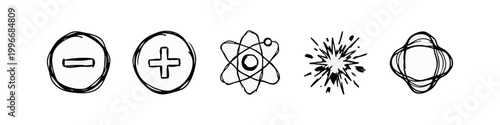 Hand drawn sketch icons set of science and mathematics symbols