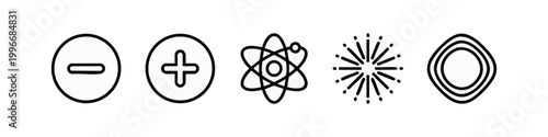 Minimalist outline icon set for science mathematics and physics symbols
