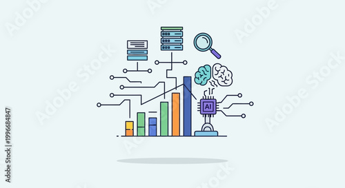 Data analysis, business intelligence, colorful infographic elements, vector graphics