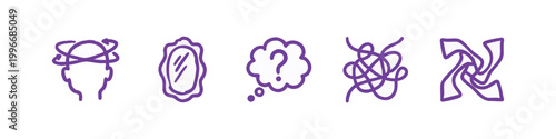 Mental Health and Confusion Hand Drawn Icons Featuring Dizzy Head and Tangled Lines