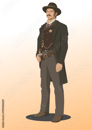080-50-Lawman standing with a weapon, representing authority in the american old west