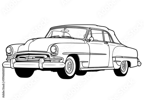 retro luxury convertible vector illustration, antique sedan roadster