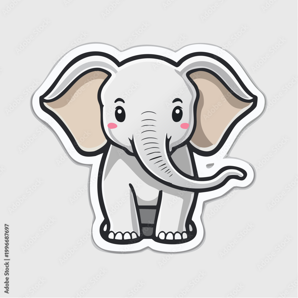 Fototapeta premium Cute cartoon elephant sticker